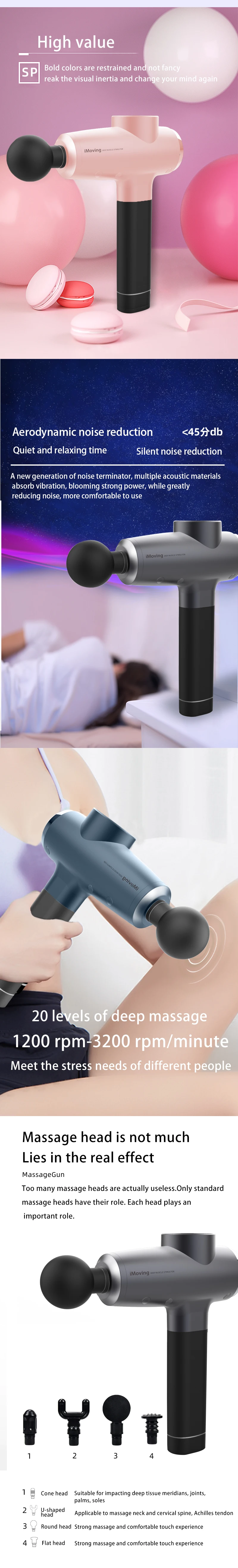 2020 rechargeable battery cordless vibration muscle tissue body massage gun with custom logo