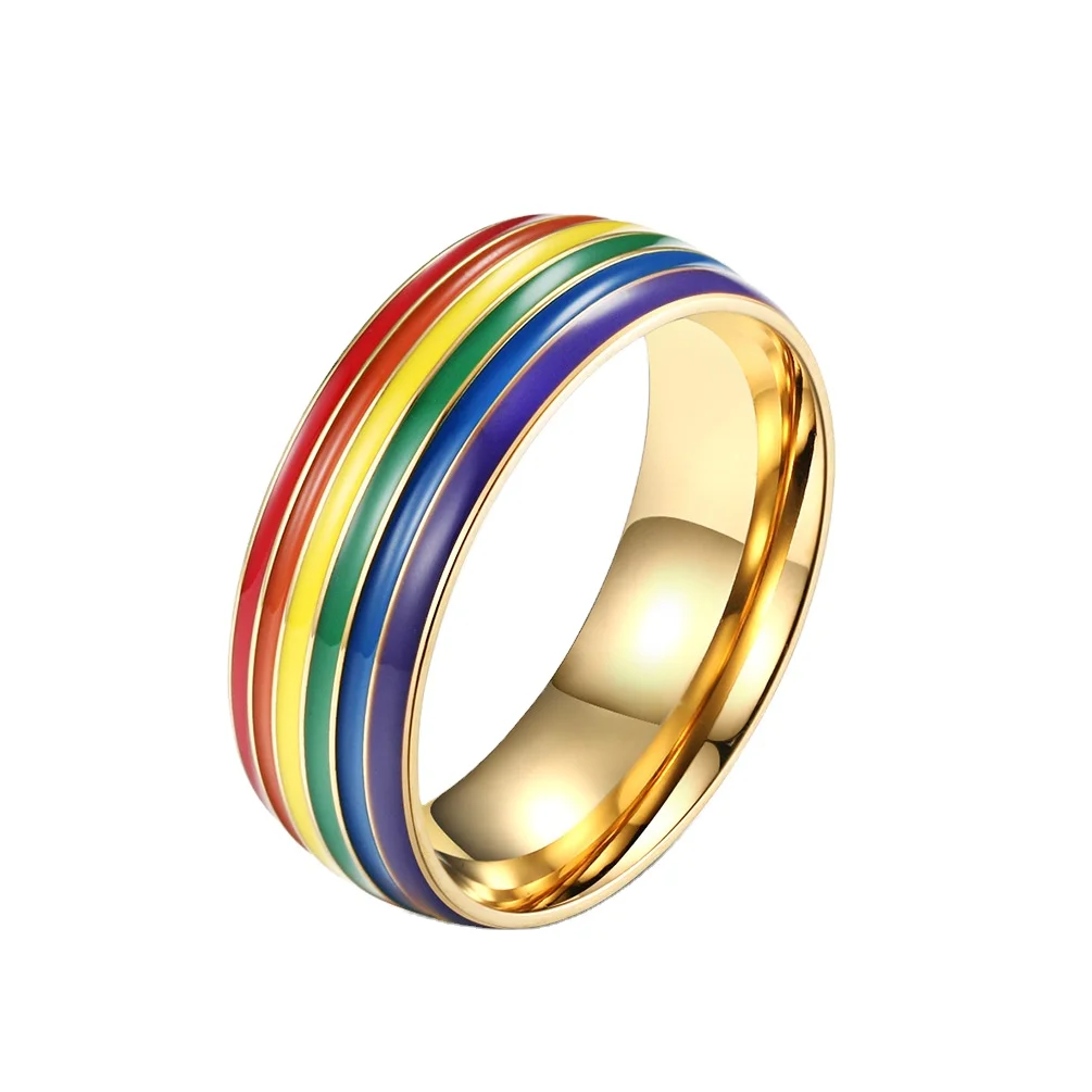 

Rings Man Mens Gold Silver Male Designs Finger Luxury 18K Jewelry Stylish Golden Titanium 8Mm Rainbow Stainless Steel Ring Men