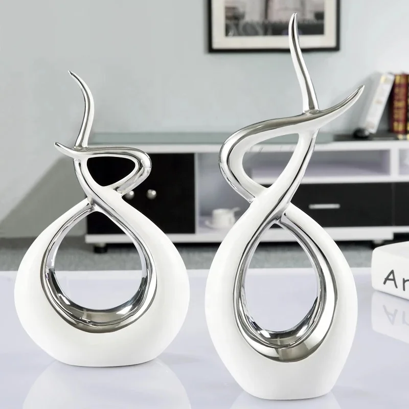 

Manufacturer Hot Sale Unique Artistic Style Home Decoration plating silver ceramic Accessories Other Home Decor, White