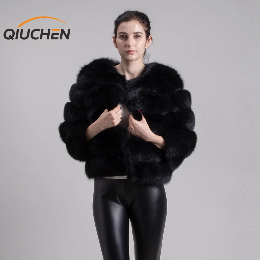 

QIUCHEN QC1801 Real fox fur women winter coat hot sale thick fur jacket