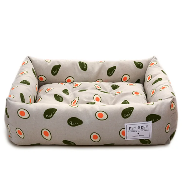 

Square Thick Pet Bed With Drip Plastic Oxford Cloth Bottom, Summer Printing Pet Nest/