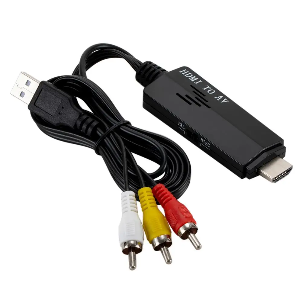 

HDMI to RCA converter adapter cable 110cm HDMI to AV 1080P, Black