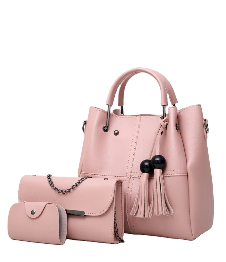 

High quality custom logo 3 in 1 set crossbody bag popular PU leather ladies tote bags shoulder handbag set