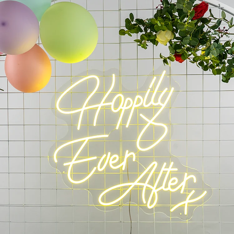 Free shipping 50cm Happily ever after neon sign customize factory cheap decoration wedding party wall custom neon sign, Colorful