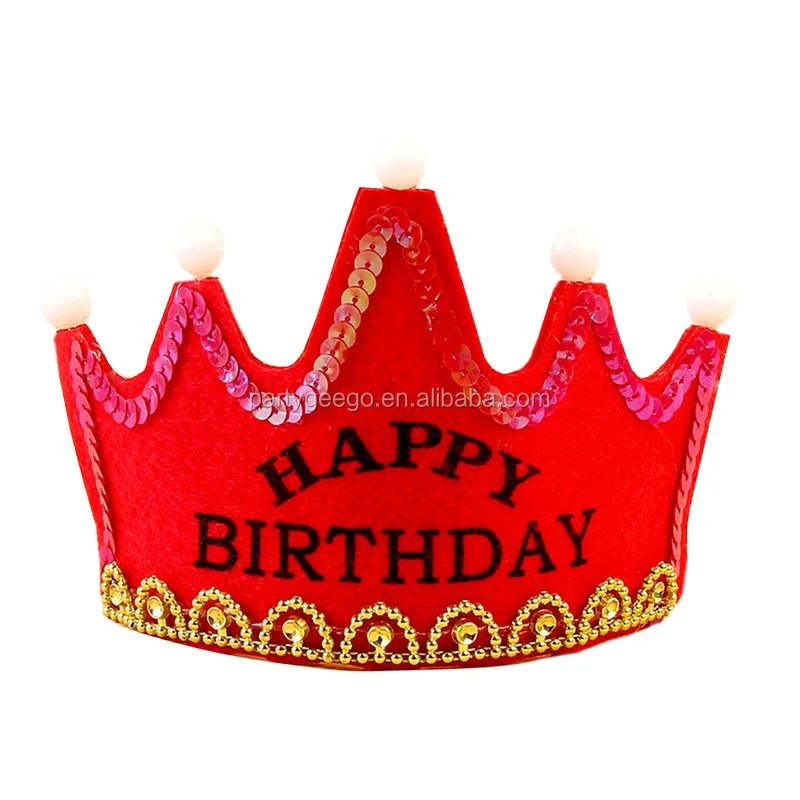 Happy Birthday Cap Colorful Non-woven Hat King Princess Luminous Led ...