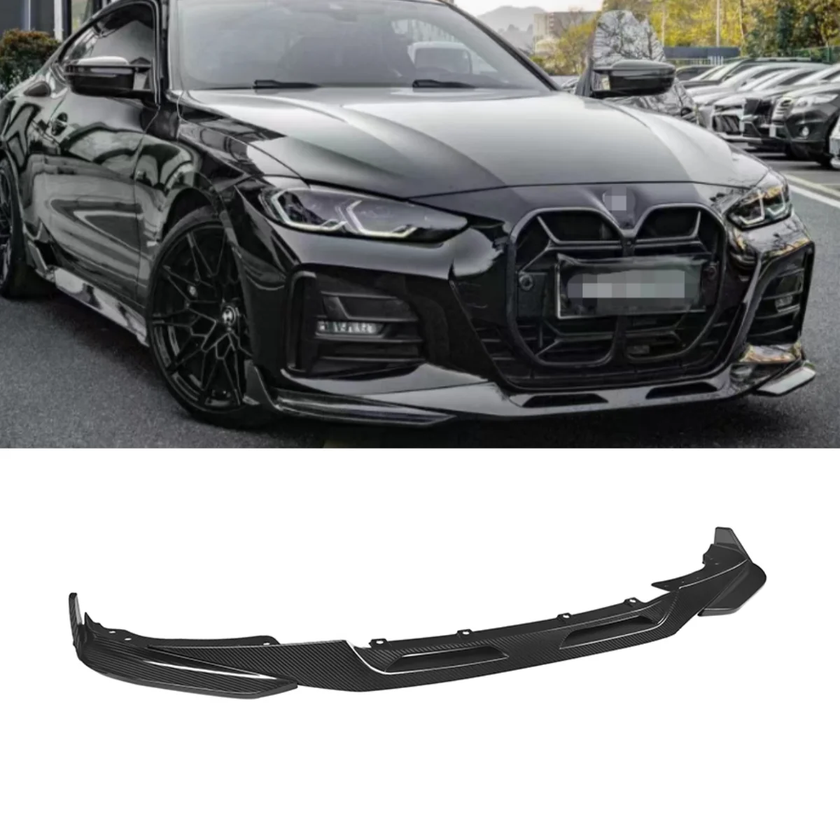 

High quality Dry Carbon Fiber Front Spoiler lip for BMW G22 G23 Coupe 2021+ SQ Style body kit Front bumper lip