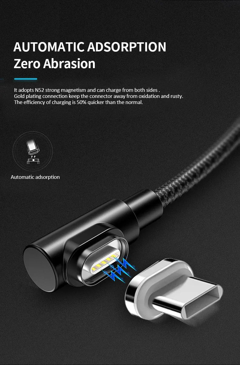 90 Degree Support Speed Fast Charging 3A Multiple 3 in 1 magnetic usb cable - ANKUX.COM