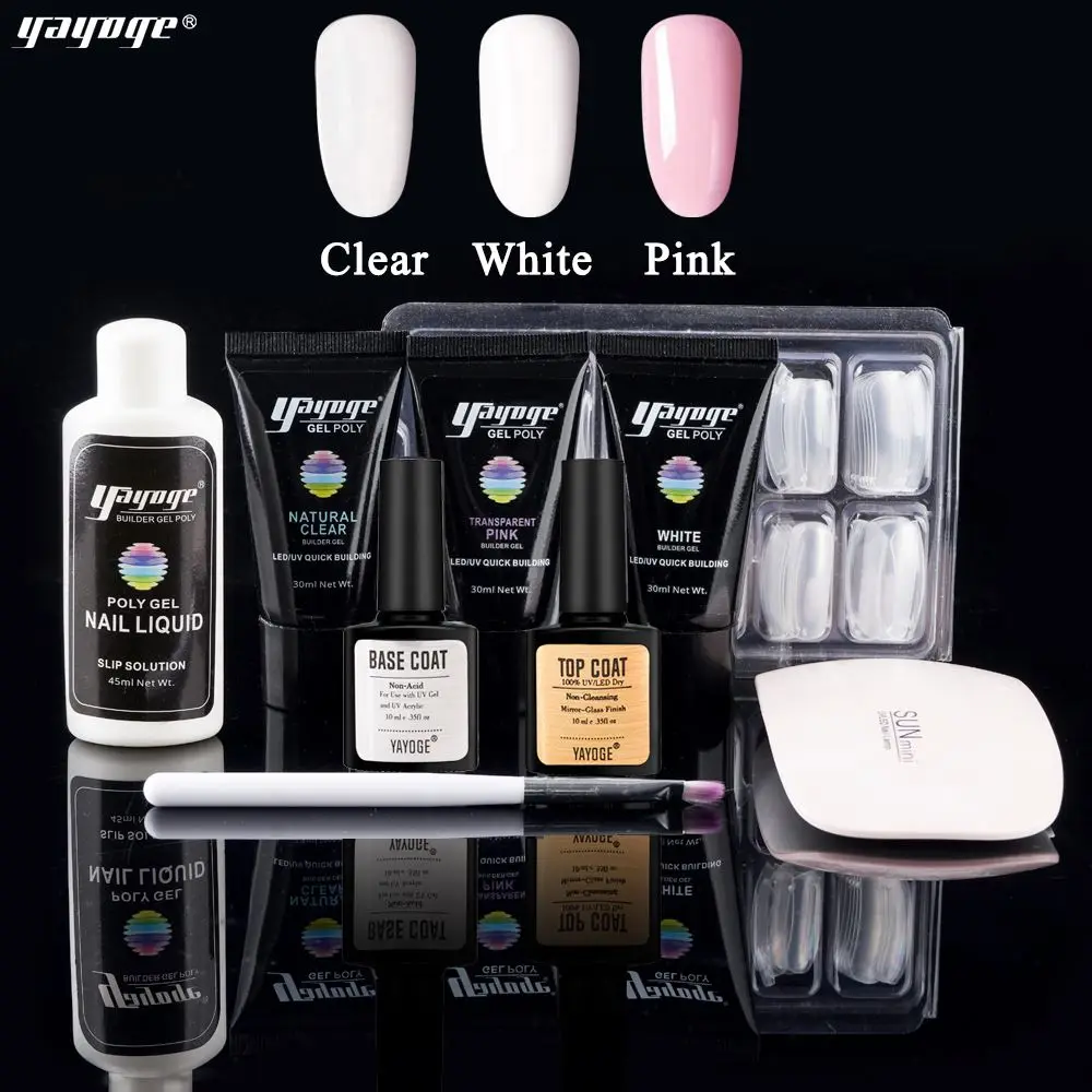 

Nails Salon Professional Products Gel Poly Gel Set Quick Builder Kit, Clear pink white for poly gel