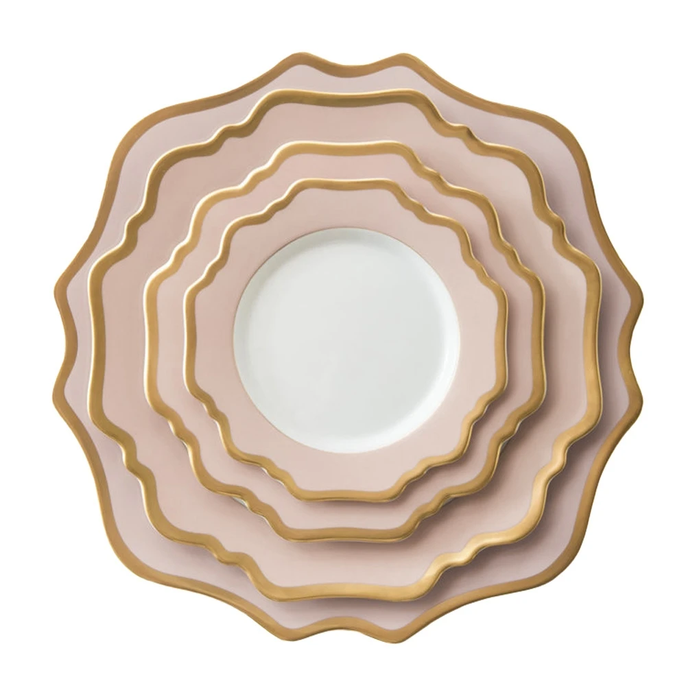 

Party Dishes Ceramic Dinner Plate Charger Quantity Customize Technology Packaging Pattern Food, Pink