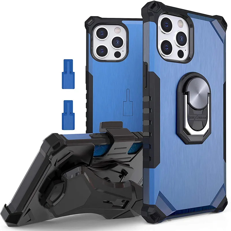 

2.0 Magnetic Ring Kickstand with Multifunctional Belt Clip Holster Manufacturing Custom Logo Protective Phone Case For Iphone 11