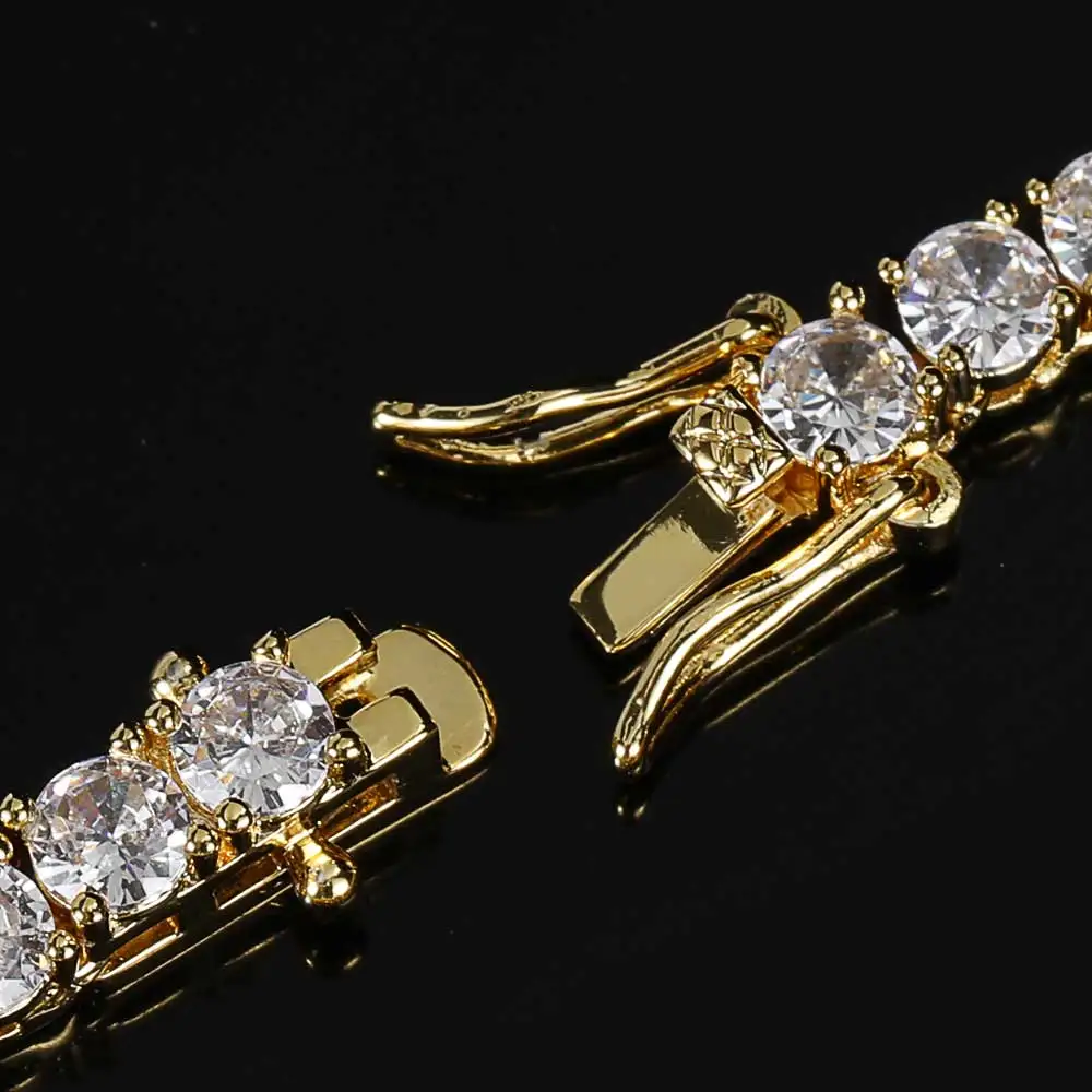 

New Fashion 18K Gold Plated Cuban Chain W 3-6 mm L 16-24In Zircon Diamonds Women Men's HipHop Tennis Necklace