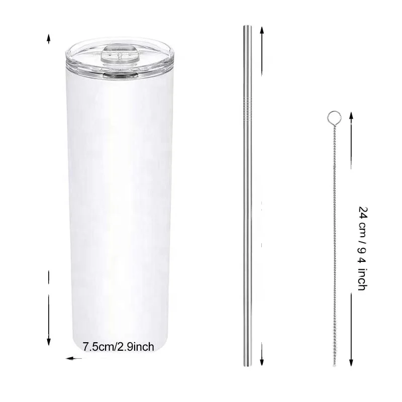 

20oz/30oz Straight stainless steel sublimation blanks tumbler with metal straws, Customized color acceptable