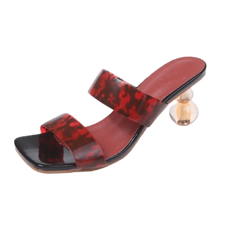 

Sandals fairy style summer 2021 European and American cool slippers crystal heel high heel thick heel women's slippers, Picture
