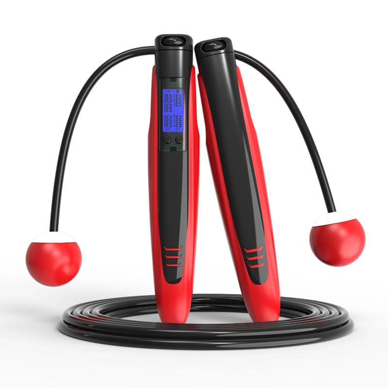 

2021 fitness adjustable digital counting jump rope with calorie counter, Black/red/pink/blue/customized
