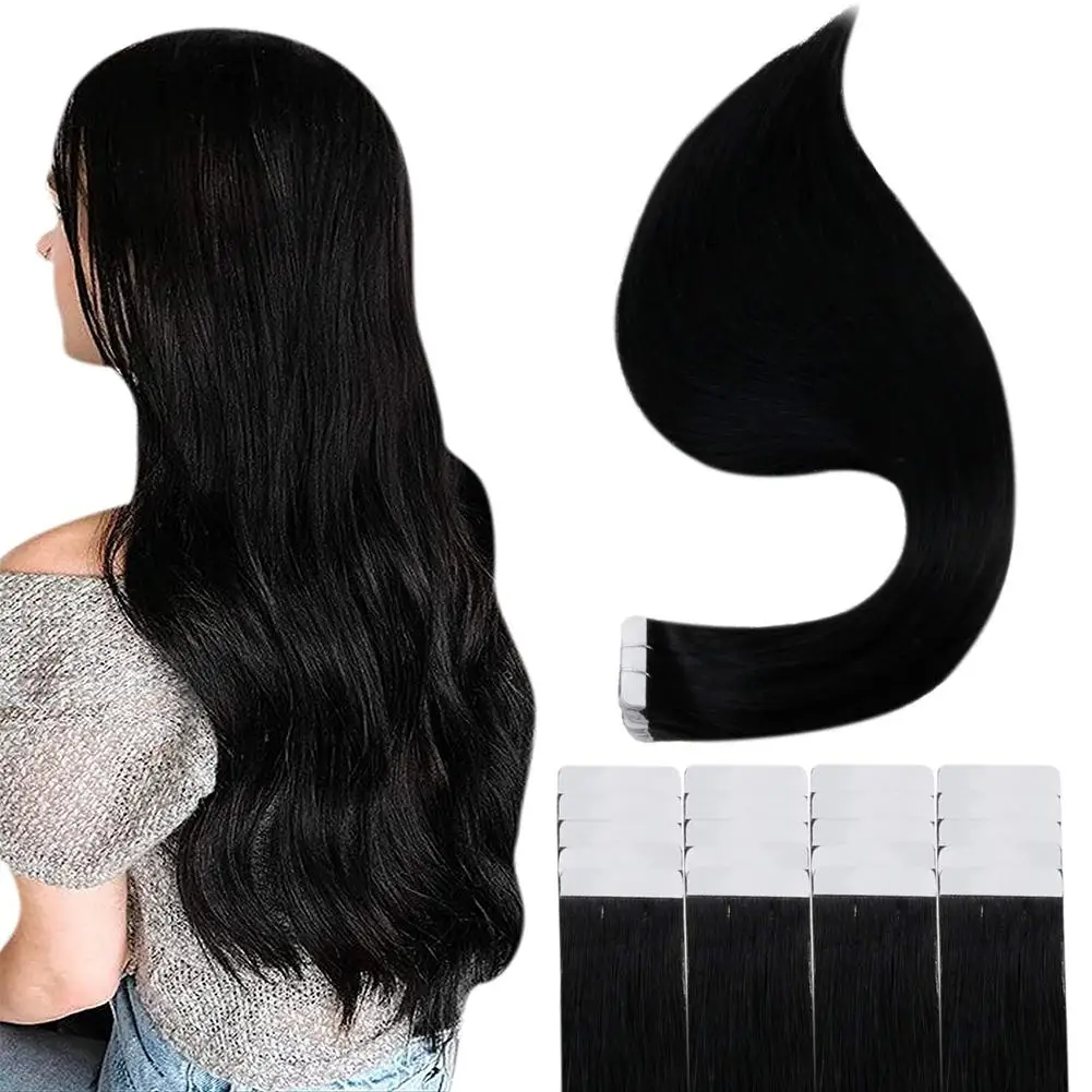 

Straight Sale Black Remy Brazilian Aligned Unprocessed Virgin tape in hair extensions