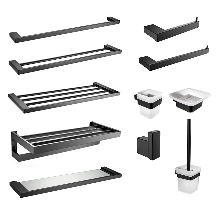 

Matte Black Stainless Steel Bathroom Accessories Luxury for USA