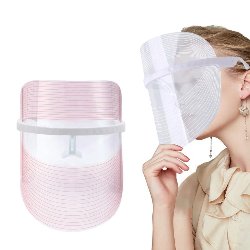 

Custom 3 color facial led light therapy face mask korea pdt skincare device at home, Transparent