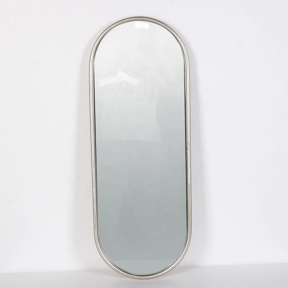 

Mayco New Fast Dispatch Nordic Silver Oval Frame Decor Bathroom Long Mirror For Wall