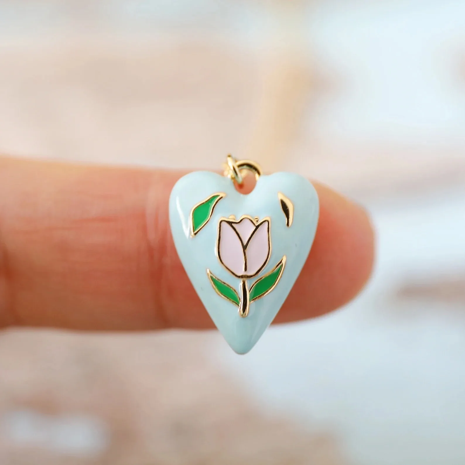 

Vintage Design 18K Gold 316L Stainless Steel Enamel Flower Necklace Colorful Oil Drip Tulip Flower Pendant Necklace