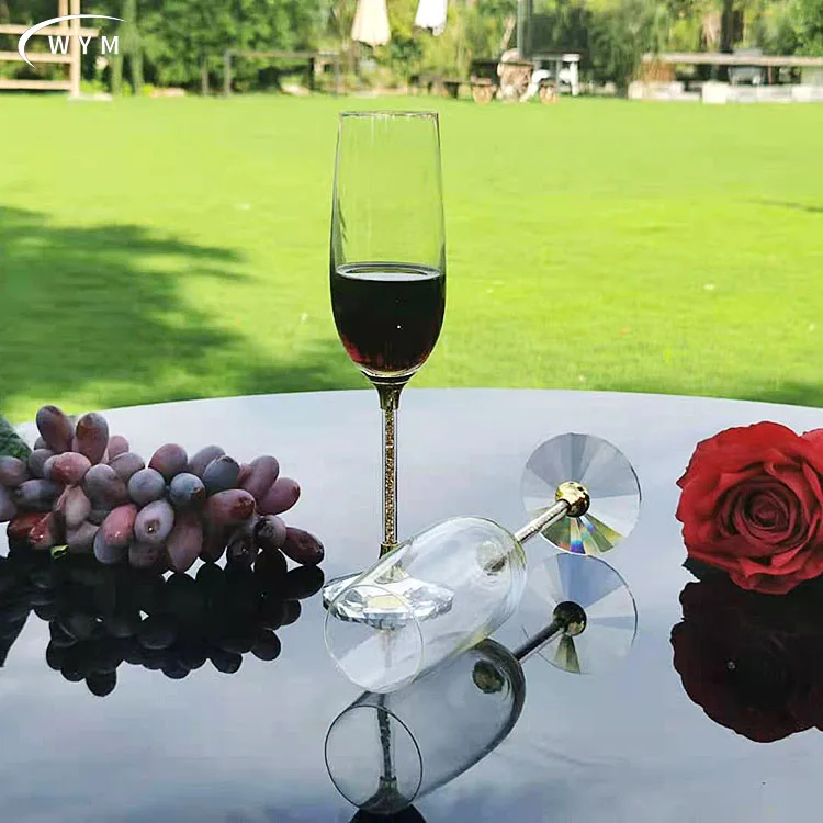 

Wholesale glass goblet latest design customizable goblet crystal diamond wedding goblet champagne glass wine glass
