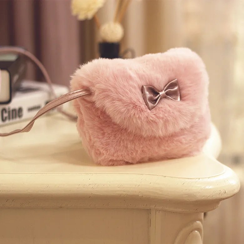 

Popular Kids Girls Toddlers Hairy Mini Shoulder Bags Messenger Fur Little Girl Bags Small Purse