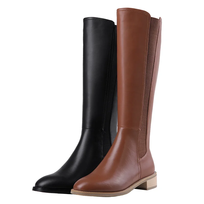 

Wholesale 2020 Ladies Winter Shoes Brown Long Tube Leather Boots OEM Knee High Boots Horse Riding Boots for Women, Black,brown