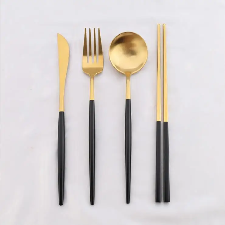 

Silverware portugal style white and gold plated 304 stainless steel flatware cutlery set for wedding, Silver, gold, rose gold, black