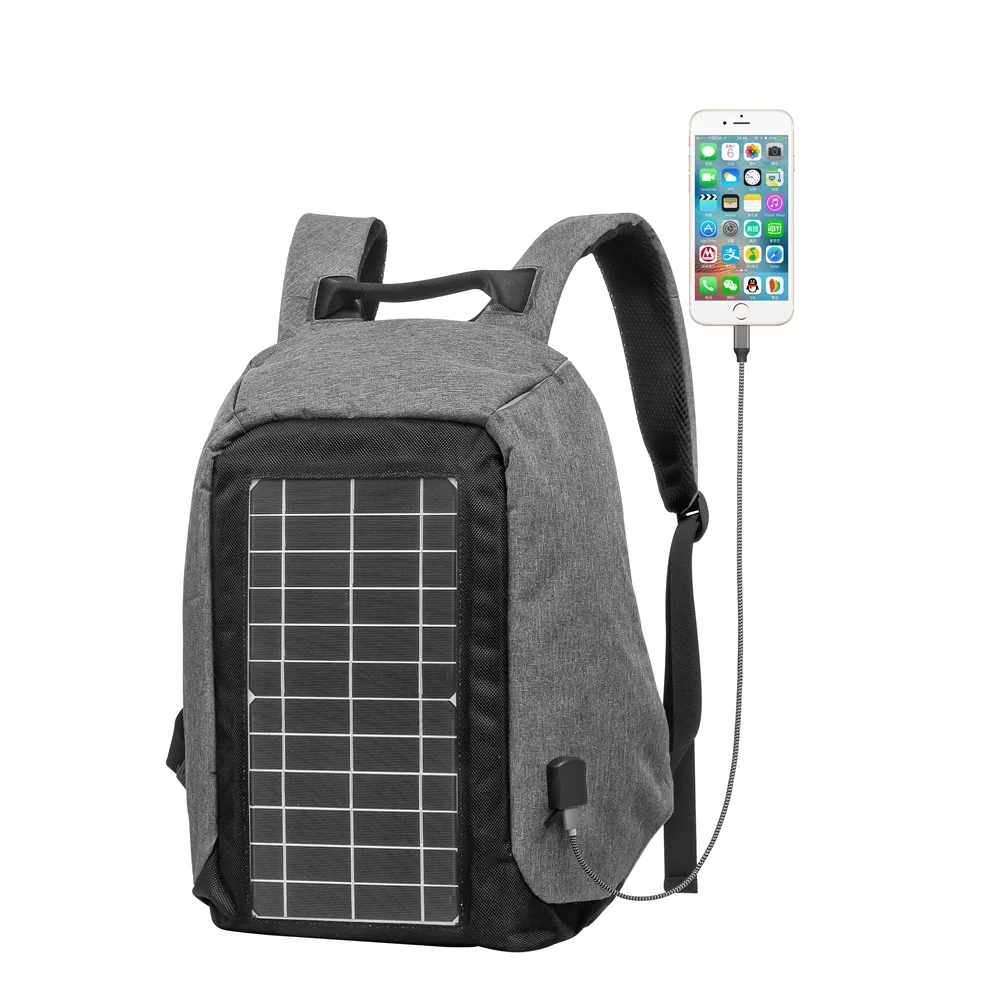 

OB002 Private Label Backpack Sun Energy Solar Backpack Waterproof Smart Backpack Sun Power Panel Unisex ANTI-THEFT Letter Zipper