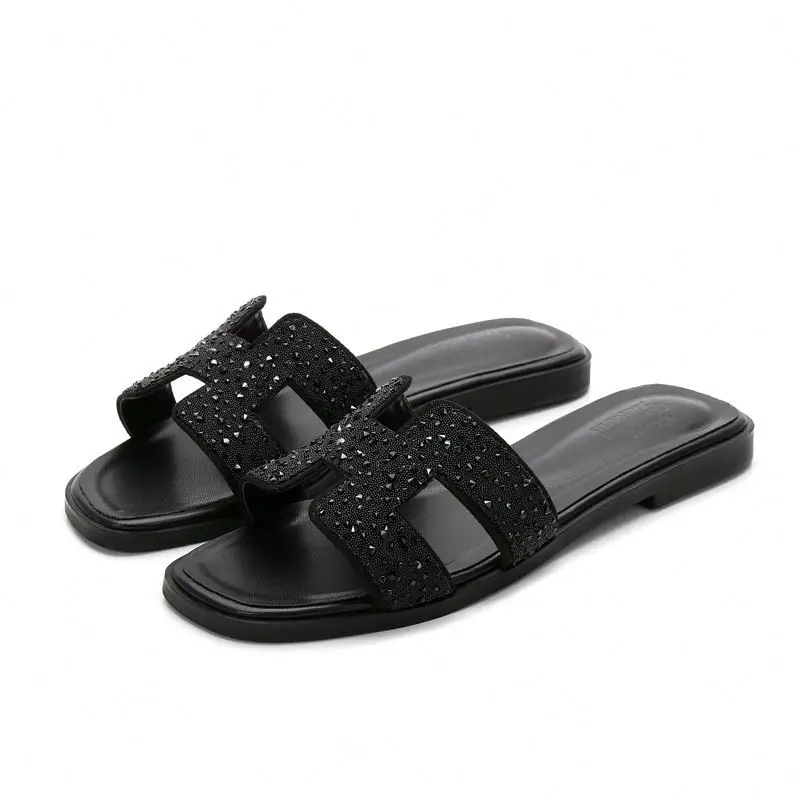 

Wholesale Hot Sale Summer Fashion H Shape Leather Slippers Sandals For Women