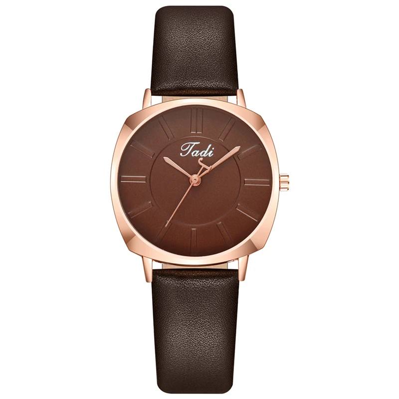 

2021 new metal leather strap solid color scale dial ladies casual fashion business quartz watch