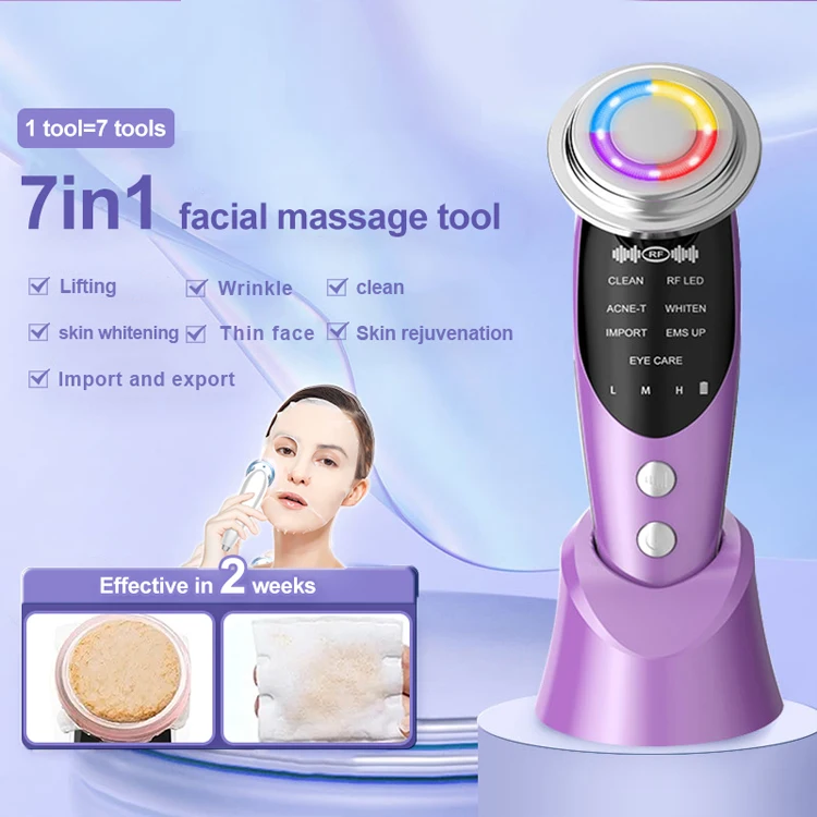 

Wholesale 7 in 1 Facial Massage Beauty Instrument EMS Lifting Facial Wrinkle Skin LED Light Therapy