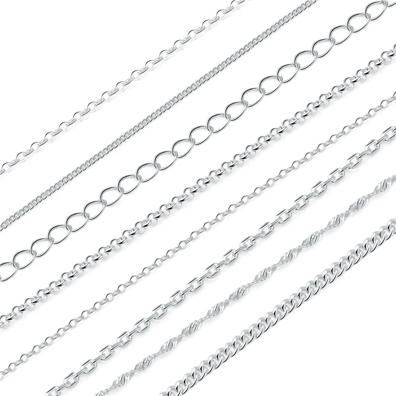 

Multiple Jewelry making supplies wholesale 925 sterling silver chain 1meter silver Semi finished chain Necklace Accessories