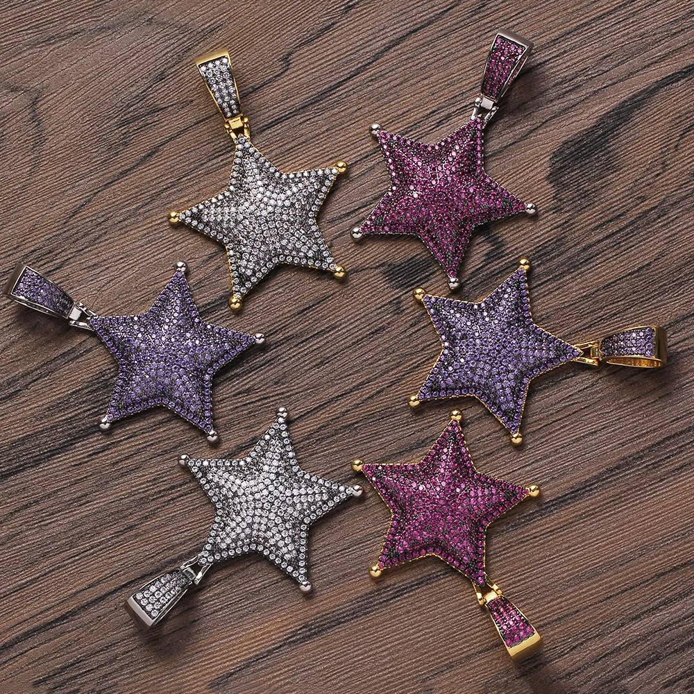 

CN324 Zircon pendant Brass Setting CZ Pendant Iced Out Cubic Zircon Men Necklaces Hip Hop Jewelry