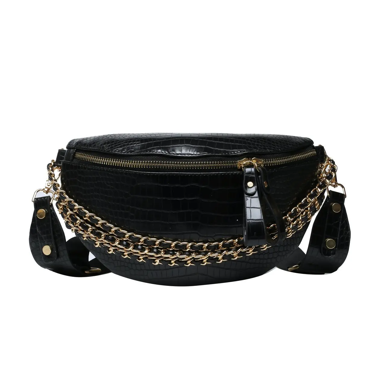 

Wholesale Buckle Shoulder Crossbody Chest Bag Solid Color Chain Women Hand Bags, Multi colors