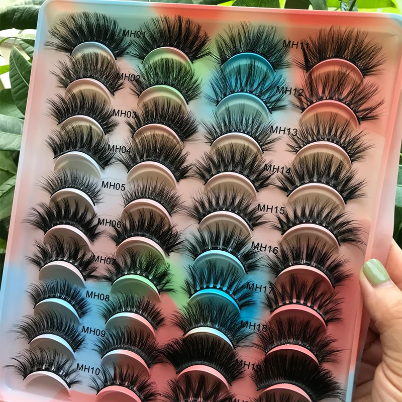 

Fluffy 15mm 18mm 6d faux mink vegan synthetic cil false eyelashes 20 pairs lash book bundle set