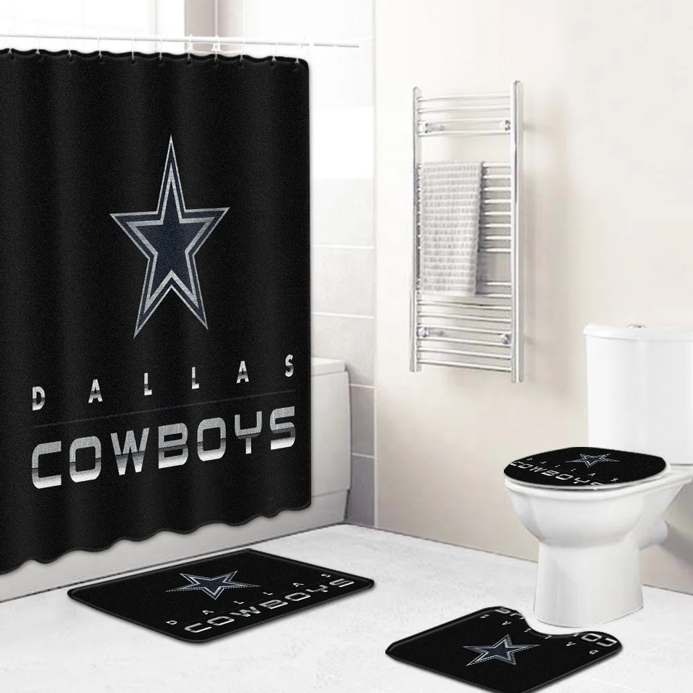 

Dallas Cowboys bathroom curtains and mats set for bathroom customized design