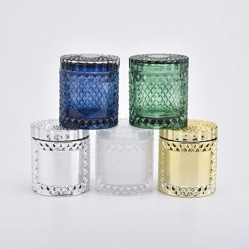 Unique Decorative colour Glass Candle Holder with lid