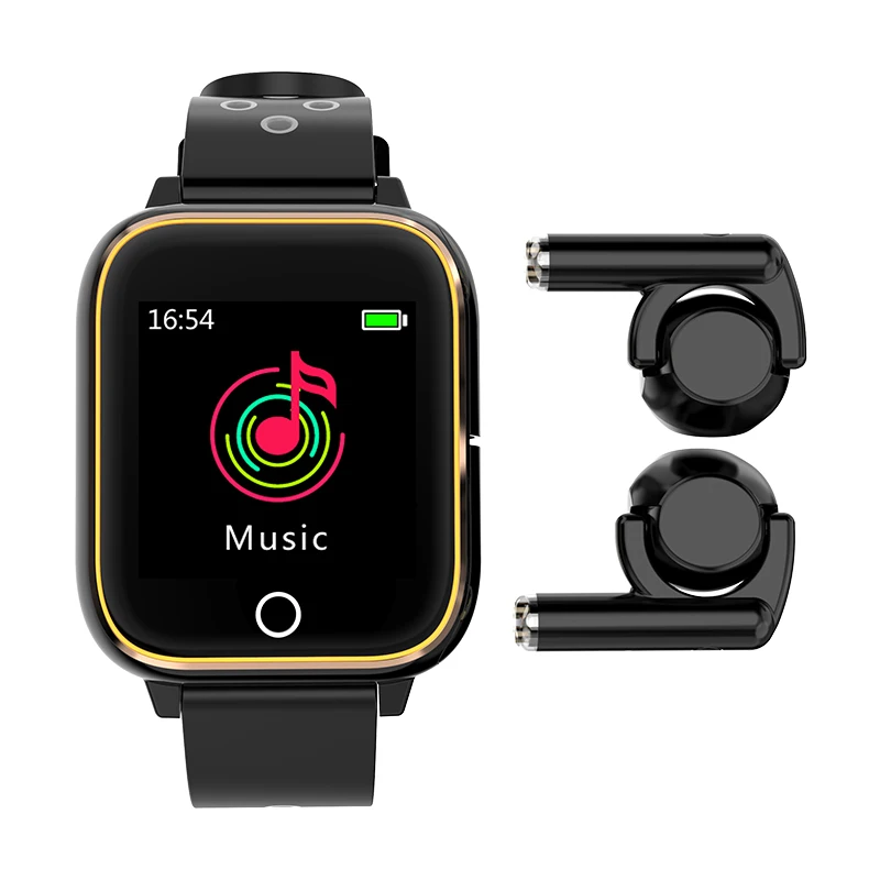 

Newest M6 smartwatch heart rate 2 in 1 sport Smart Watch with Blue tooth Earphone TWS wireless earbuds