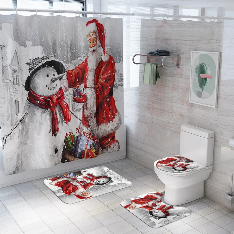 Santa Claus and Snowman Printing Christmas Shower Curtain Set,Christmas Shower Curtains
Santa Claus and Snowman Printing Christmas Shower Curtain Set,Christmas Shower Curtains