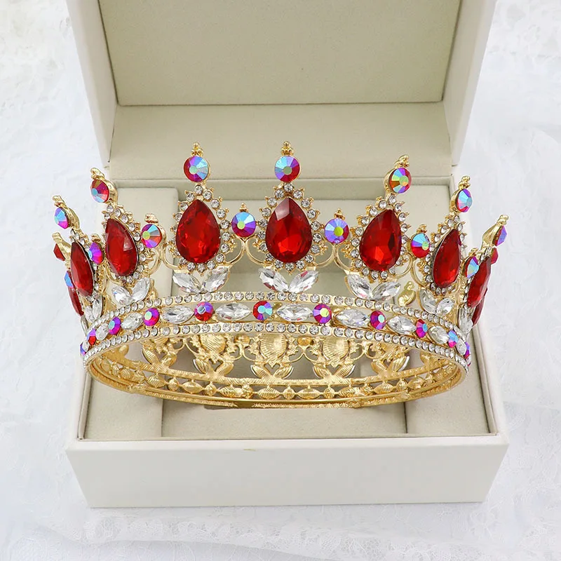 

Vintage Baroque Queen King Bride Tiara Crown For Women Headdress Prom Bridal Wedding Hair Jewelry Tiaras And Crowns