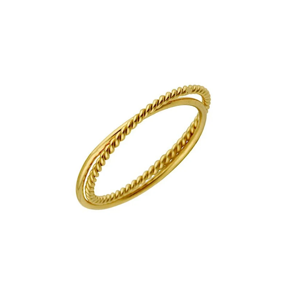 

Wholesale new arrival fashion gold jewelry 925 sterling silver 18k gold plated duo twist ring for women