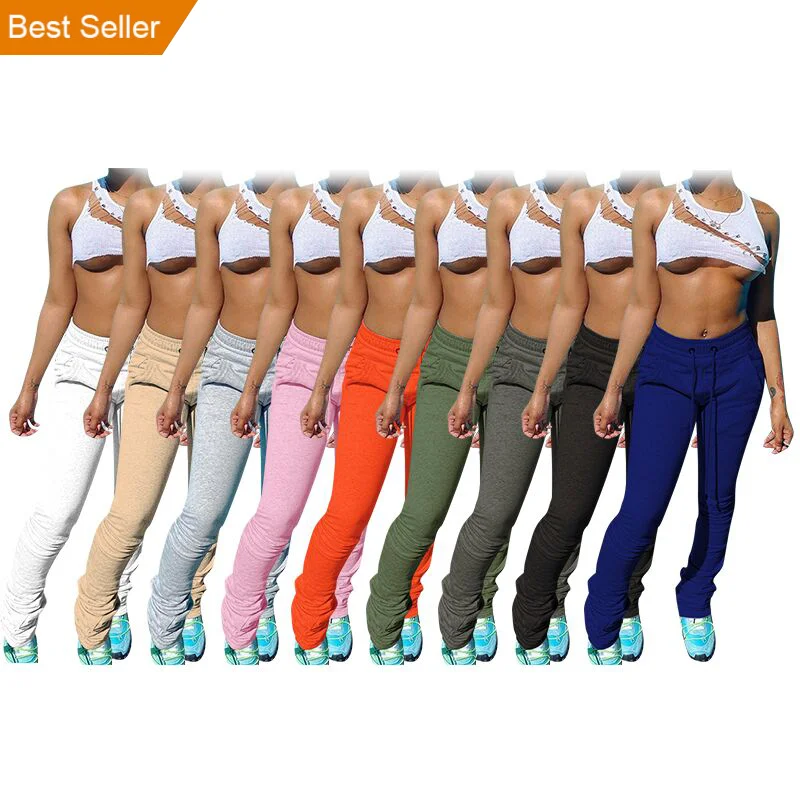 

Fall Fashion Winter Solid Color Thick Stacked Joggers Sweatpants Women, As shown