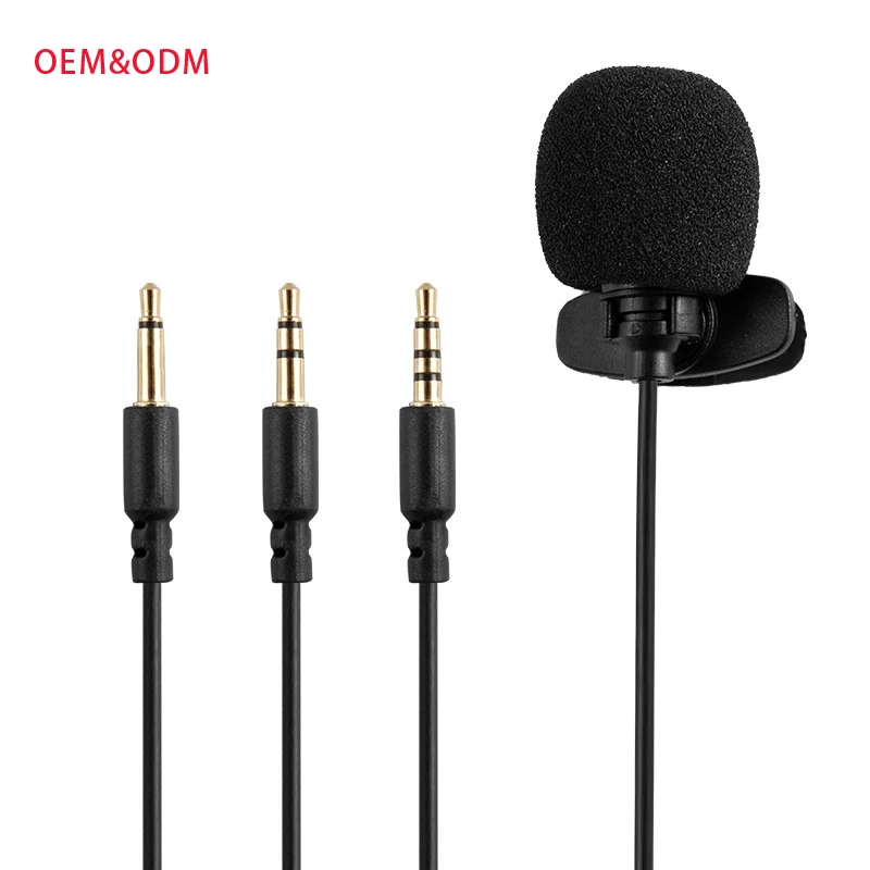 

Free Sample OEM Private Label mini condenser lavalier microphone teaching lecture guide interview headset, Black