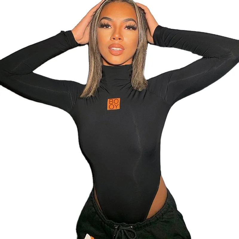 

2021 Spring Women's Fashion Print Sexy Hot Sale Long Sleeve High Neck Slim Jumpsuit
