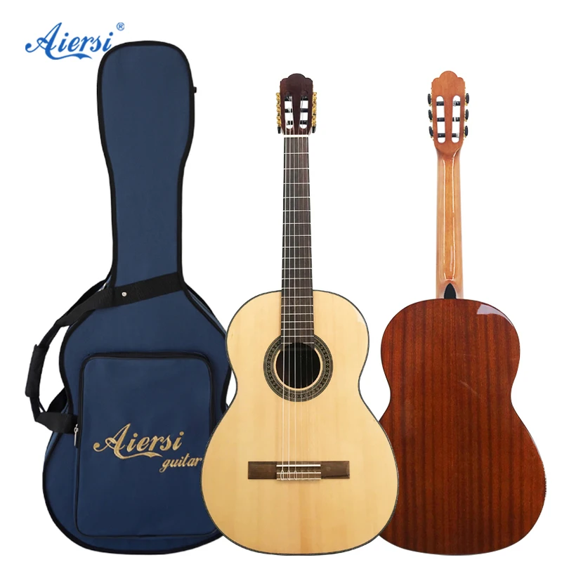 

Aiersi brand high quality solid top mahogany guitar body handmade custom classical guitar for sale