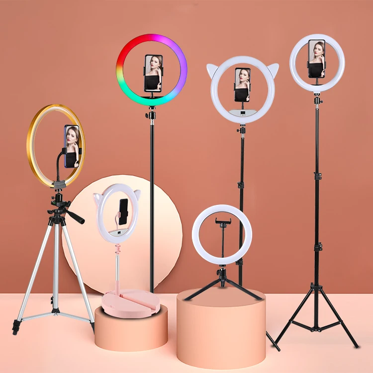 

Photographic Lighting With Tripod Stand For Makeup 6 8 10 Inch Table Portable LED Selfie Ring Light, Black