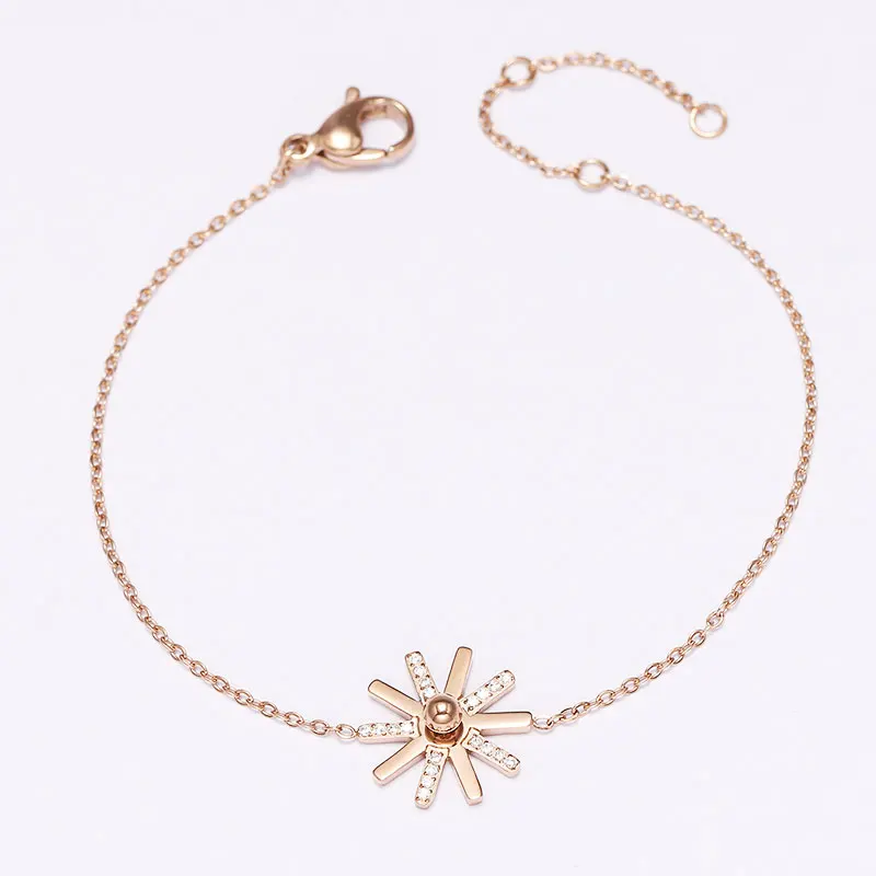 

Ins Trendy Star Rose Gold Plated Stainless Steel Pendant Gemstone Bracelet Adjustable Femme Zircon