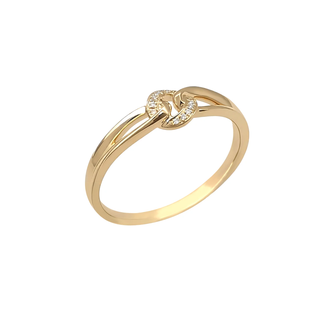 

Fashionable Simple Design Special Knot Shape 18K Real Gold Ring with Diamonds Trendy Online for Selling