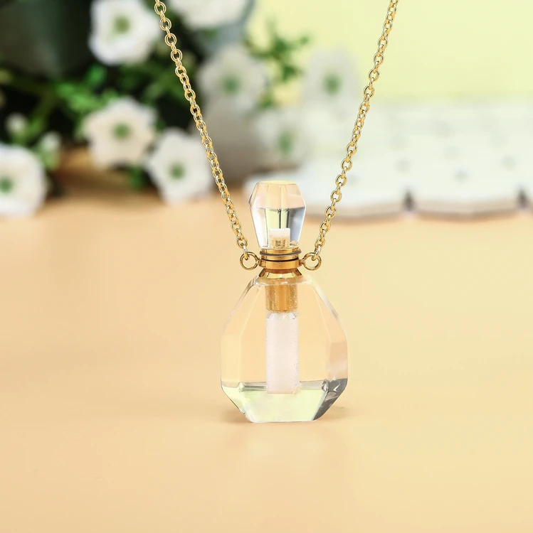 

Vial glass bottle pendant stone perfume stainless steel, Different color is available