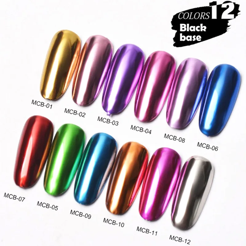 

12pcs Set Magic Mirror Glitter Powder Nail Art Pigment Chrome Dusts Rub On Nails Design For Manicure Holographic